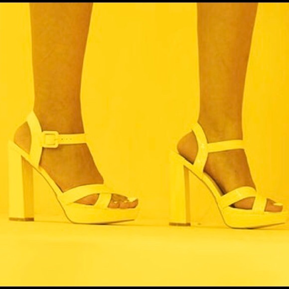 Yellow Thick Platform Heels - Picture 5 of 6